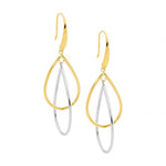 Load image into Gallery viewer, Ellani Stainless Steel Two Tone Teardrop Earrings
