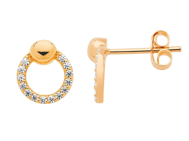 291462 ellani stg rose gold plated cz ball circle stud earrings e546r