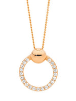 Load image into Gallery viewer, Ellani Stg Rose Gold  Plated CZ Ball Circle Pendant
