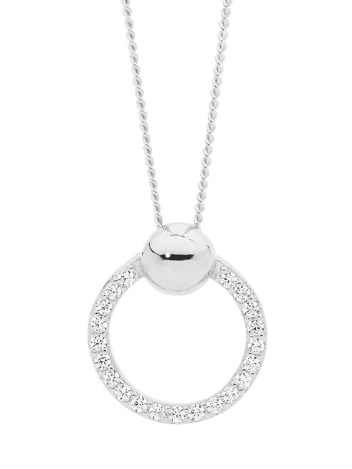 291470 ellani stg cz ball circle pendant p850s