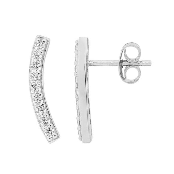 Ellani Stg CZ Curved Stud Earrings