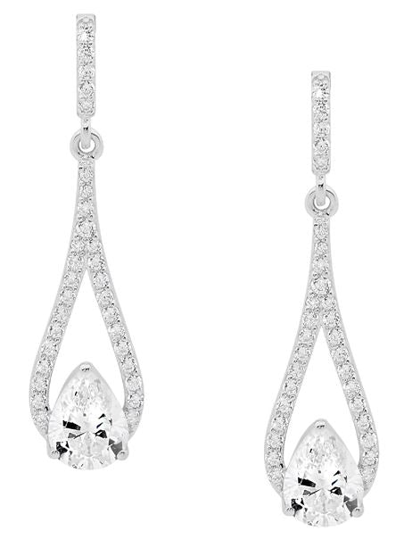 291489 ellani stg cz long teardrop earrings e532s