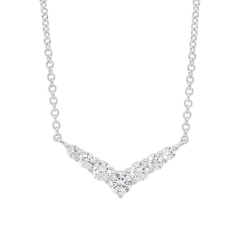291492 ellani stg cz v shape necklace p839s