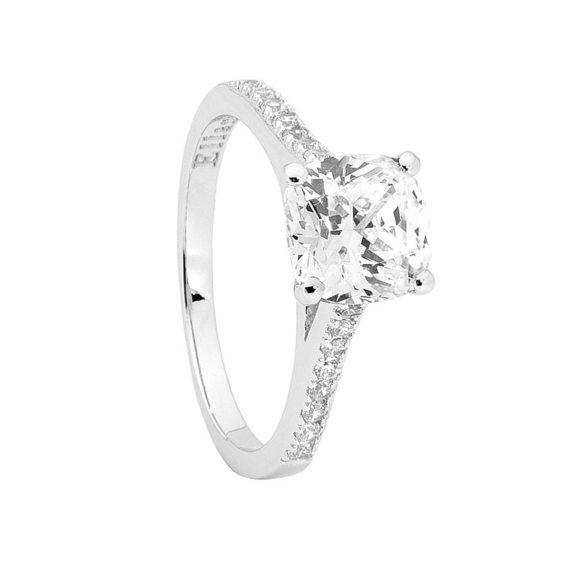 Ellani Stg Cushion CZ Ring