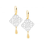 Load image into Gallery viewer, Ellani Stainless Steel Two Tone Filigree Drop Earrings
