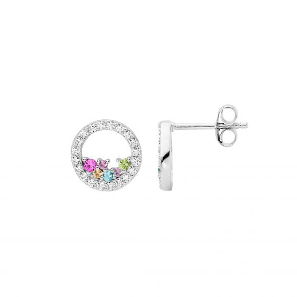 291501 ellani sterling silver cubic zirconia open circle earrings