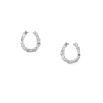 Load image into Gallery viewer, Ellani Stg CZ Horseshoe Earrings
