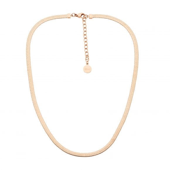 Ellani Rose Gold Plated Stainless Steel 4mm Herringbone Chain