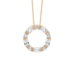 Load image into Gallery viewer, Ellani Rose Plated Stg CZ Open Circle Pendant
