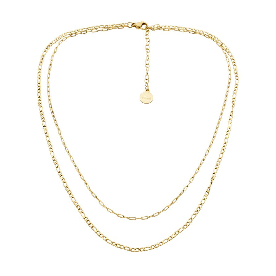 Ellani Gold Plated Stainless Steel Dual Layered Chain