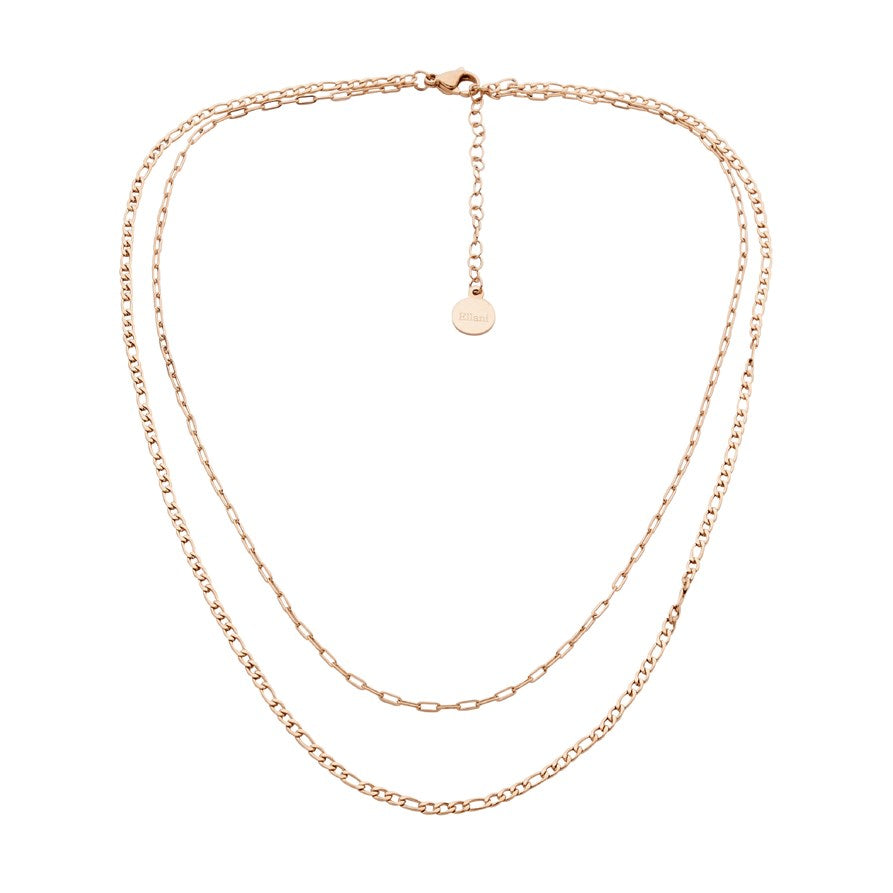 Ellani Rose Gold Plated Stainless Steel Dual Layered Chain