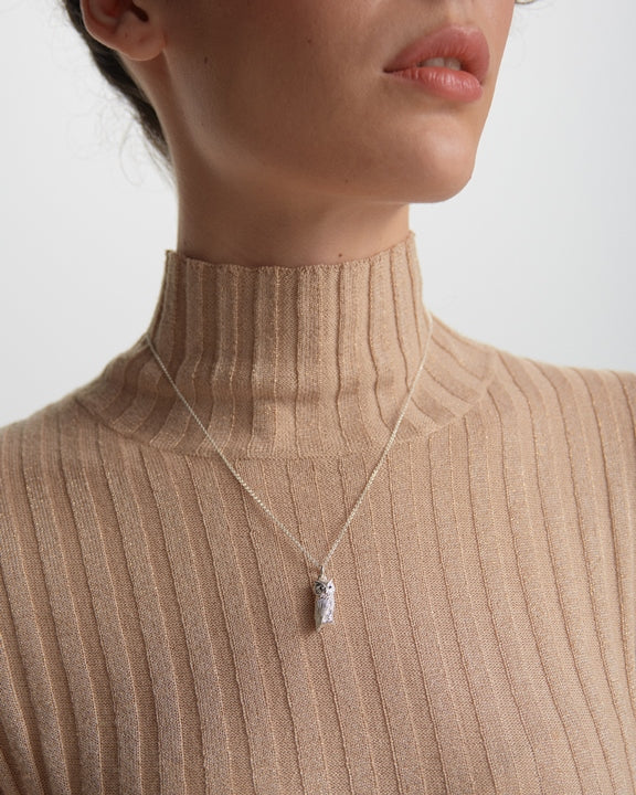 Karen Walker Stg Garnet Owl Pendant