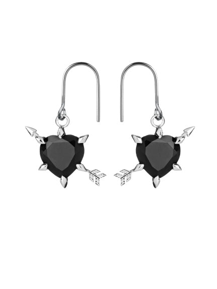 340957 karen walker sterling silver onyx cupid arrow heart earrings kw418er stg