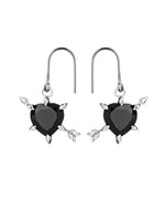 Load image into Gallery viewer, Karen Walker Stg Onyx Cupid Arrow &amp; Heart Earrings
