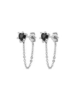 Load image into Gallery viewer, Karen Walker Stg Onyx Heart &amp; Chain Studs
