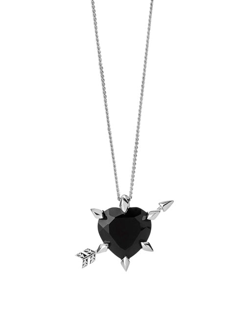 340959 karen walker sterling silver onyx arrow heart necklace kw418pn stg