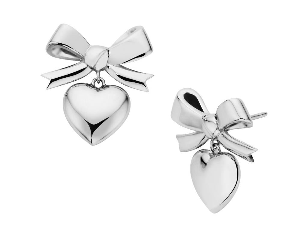 341005 karen walker sterling silver superlove heart bow earrings kw467er stg