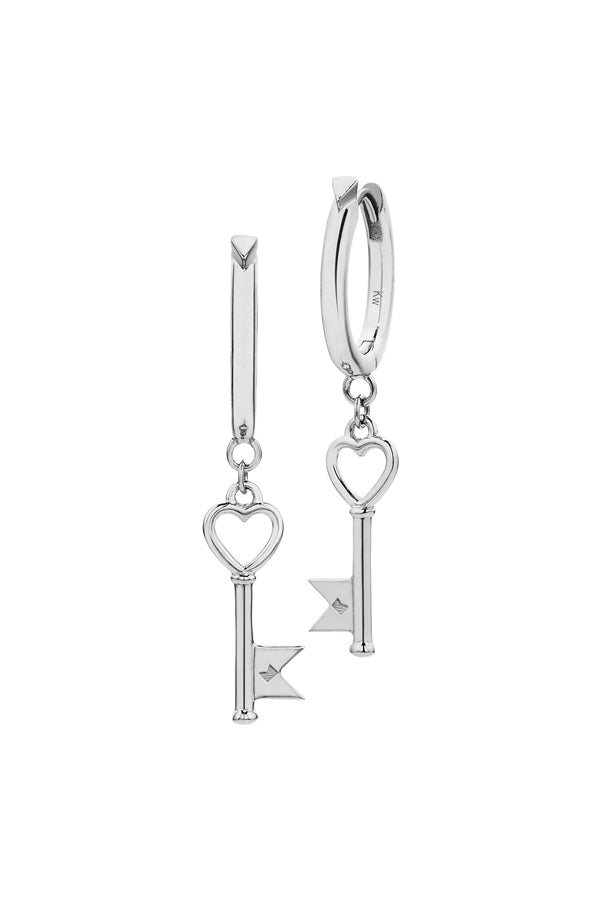 Karen Walker Stg Monogram Key Huggie Earrings