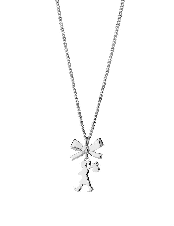 341025 karen walker sterling silver mini girl with a bow necklace