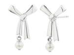 Load image into Gallery viewer, Karen Walker Sterling Silver Freshwater Pearl Bow Earrings
