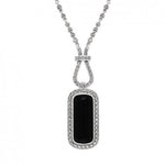 Load image into Gallery viewer, Sterling Silver Art Deco Rectangle Onyx and Marcasite Necklace
