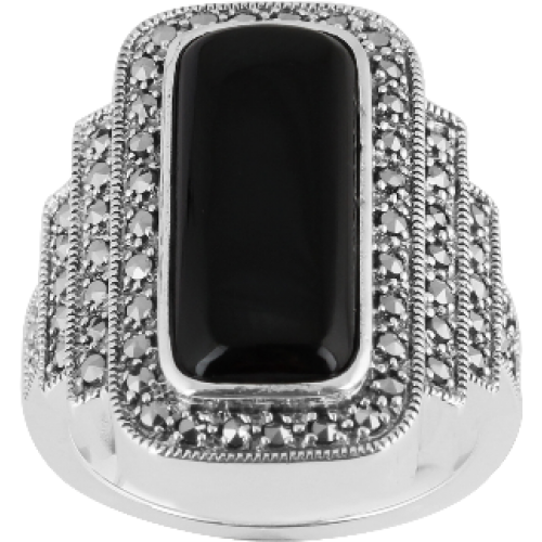 350257 18 188 art deco sterling silver onyx marcasite ring