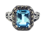 Load image into Gallery viewer, Sterling Silver Blue Topaz Art Deco Dress Ring
