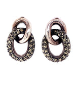 Load image into Gallery viewer, Sterling Silver Marcasite Two Loop Stud Earrings
