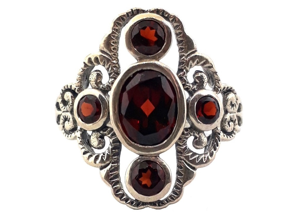 Sterling Silver Garnet Dress Ring