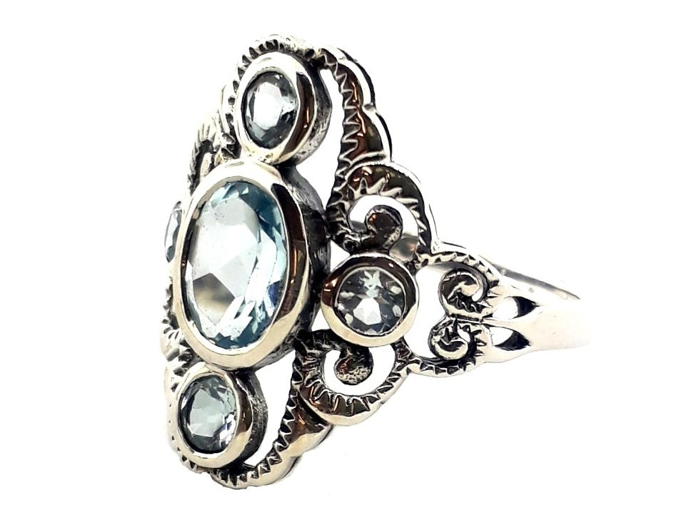 Sterling Silver Blue Topaz Dress Ring