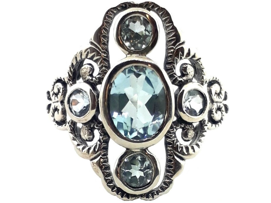 Sterling Silver Blue Topaz Dress Ring
