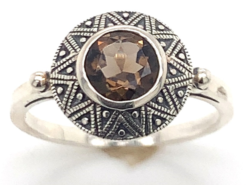 350352 stg smokey quartz dress ring