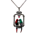 Load image into Gallery viewer, Sterling Silver Enamel Marcasite Ruby Necklace
