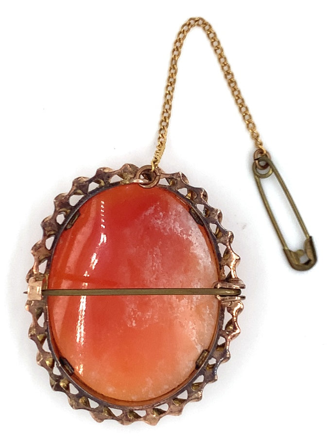 9ct Rose Twist Edge Cameo Brooch
