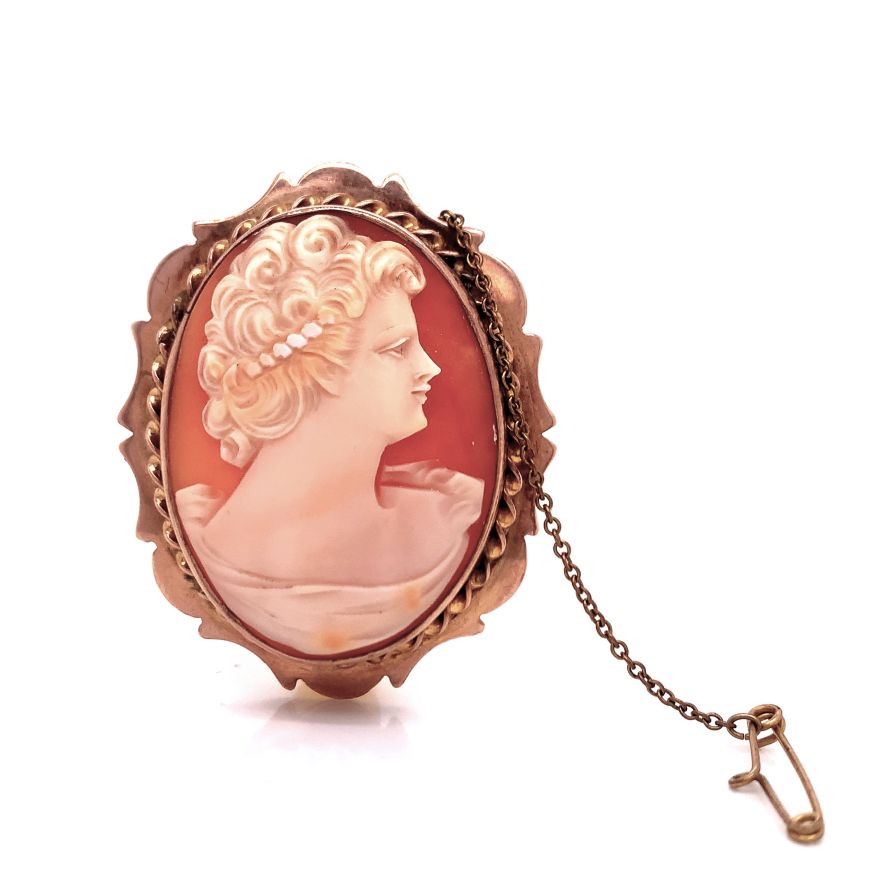 3711309 9ct rose cameo brooch