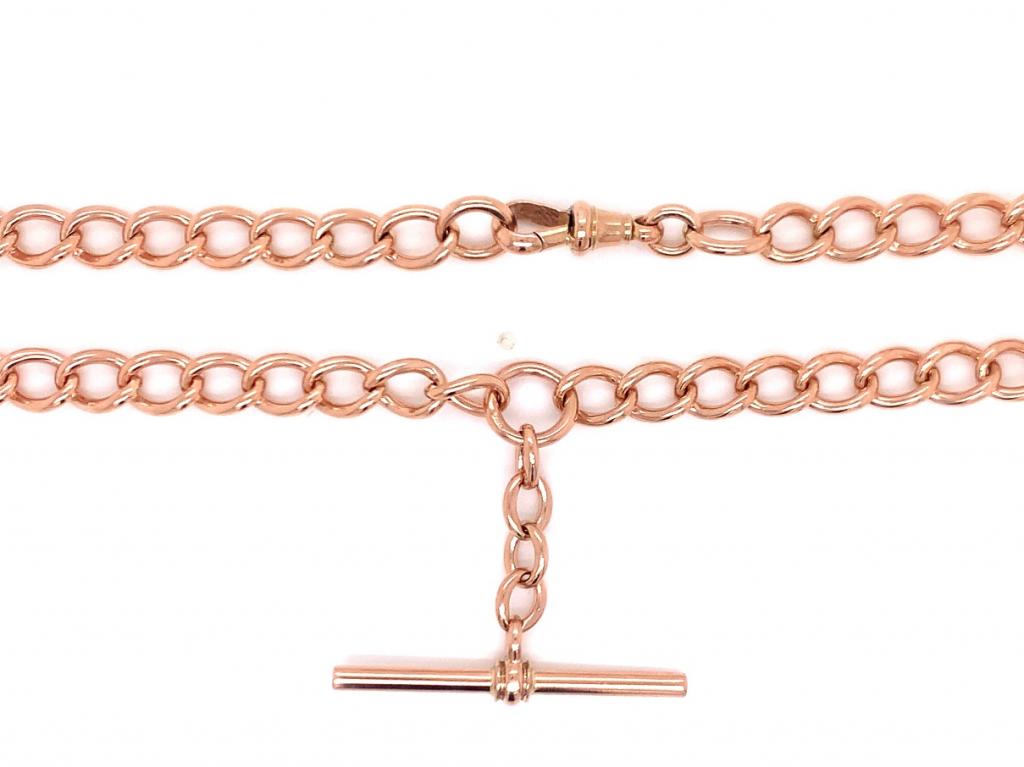 15ct rose gold 41cm vintage open curb fob chain