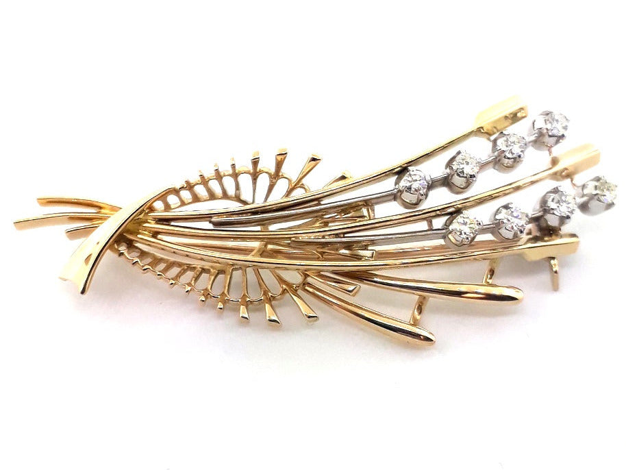 3711427 yellow gold diamond wheat sheaf brooch