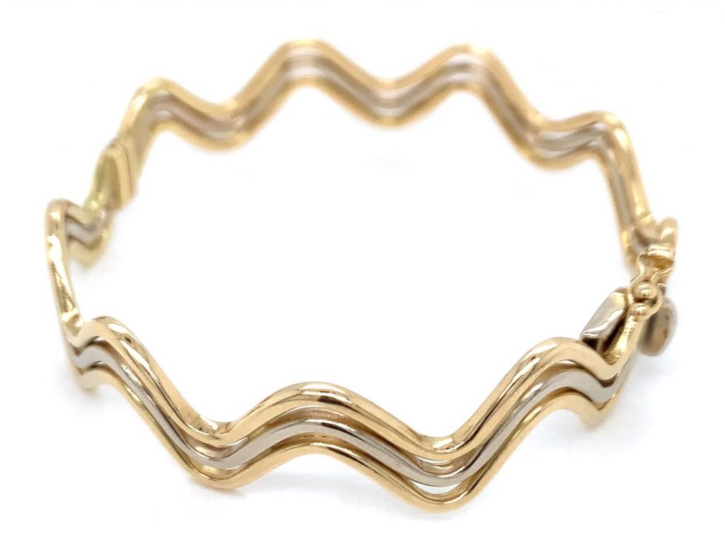 18ct Three Wave Snap & Hinge Bracelet
