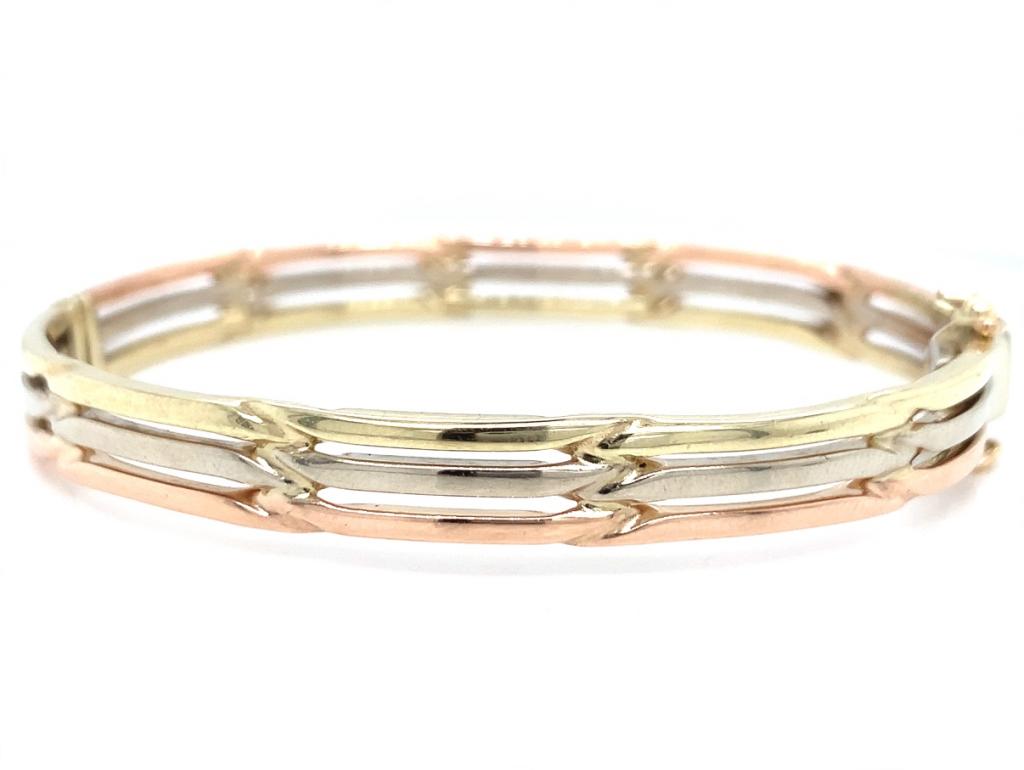 9ct Tri Gold Snap & Hinge Bracelet