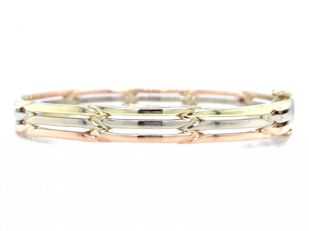 9ct Tri Gold Snap & Hinge Bracelet