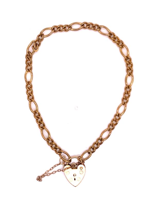 3711816 9ct 31 figaro padlock bracelet