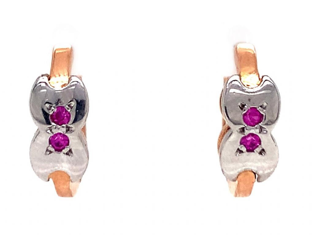 3711960 14ct rose syn ruby huggie earrings 15mm