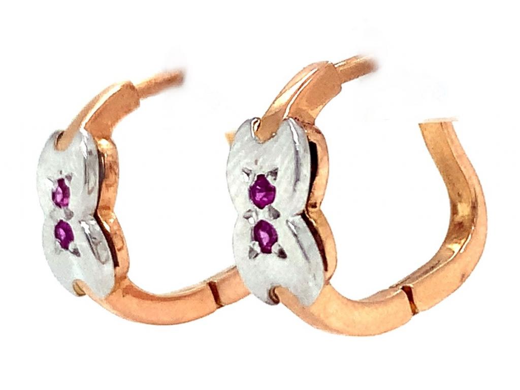 14ct rose synthetic ruby huggies