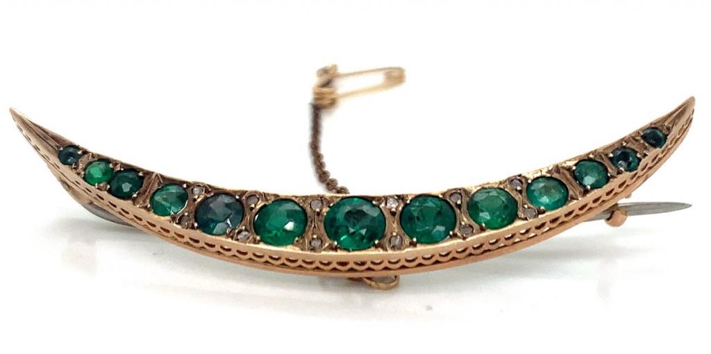 3712105 9ct doublet green garnet diamond crescent brooch chester 1911 6