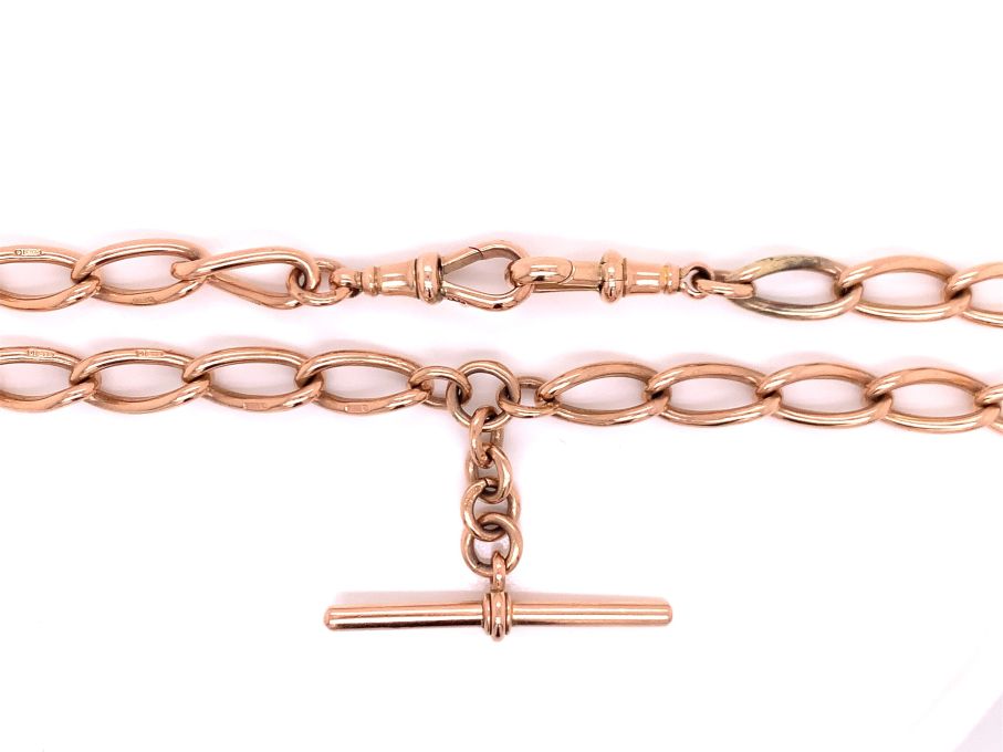9ct rose open curb fob chain 40cm