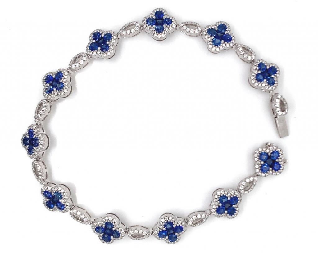 18ct White Gold Sapphire Diamond Bracelet TDW 1.29ct
