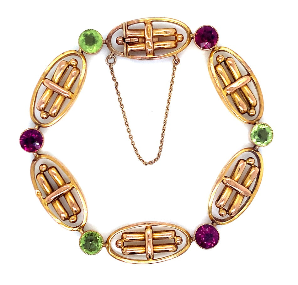 3712851 9ct peridot garnet deco bracelet