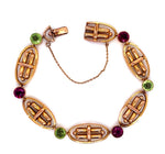 Load image into Gallery viewer, 9ct Peridot Garnet Deco Bracelet - Hollow
