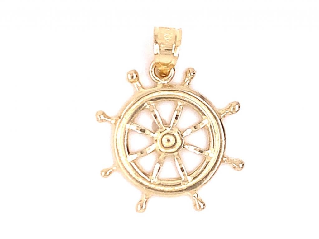 14ct Ships Wheel Pendant