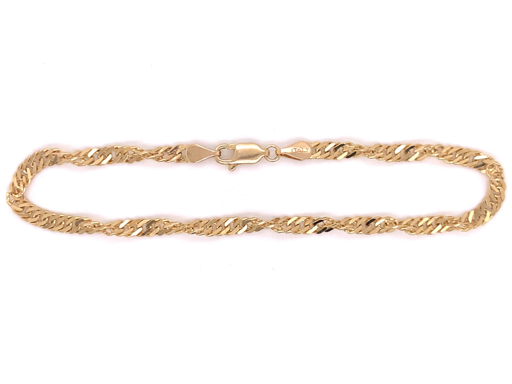 9ct 19cm singapore twist bracelet